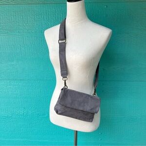 ANTHROPOLOGIE GRAY SOFT SUEDE CROSSBODY OR CLUTCH BAG